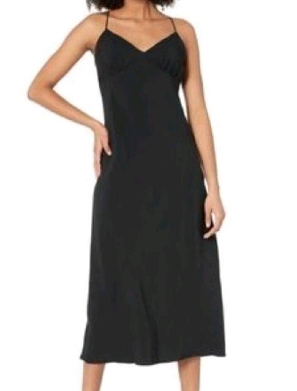 Madewell Layton Midi Slip Dress Black Size 8 90s Grunge EUC